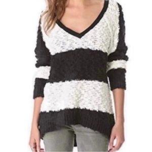 Free People black and white boucle sweater size large